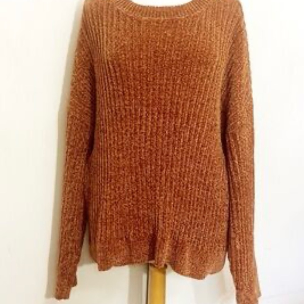 Anna Grace Rich Tan Crew Neck Sweater